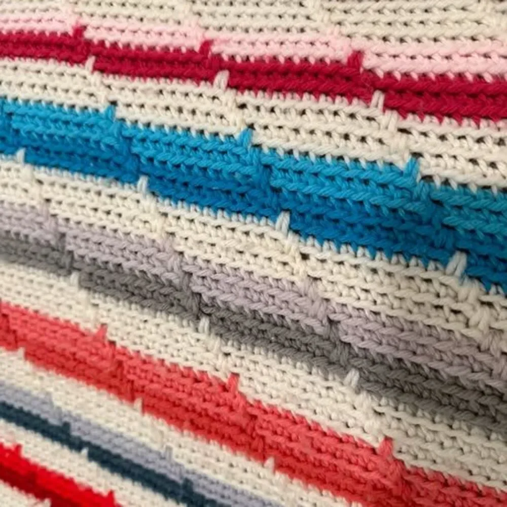 Handmade Multi-Color Striped Crochet Blanket